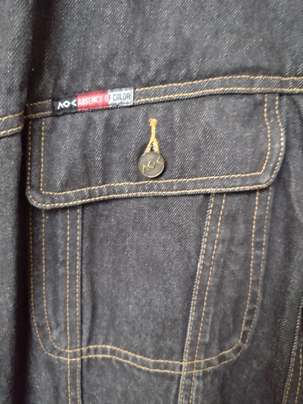 Absence Of Color Jean Trucker Jacket Black Men XXL Flap Pockets Distressed Biker